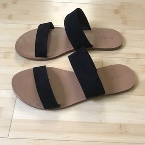 F21 Black Strap Slip on Sandals